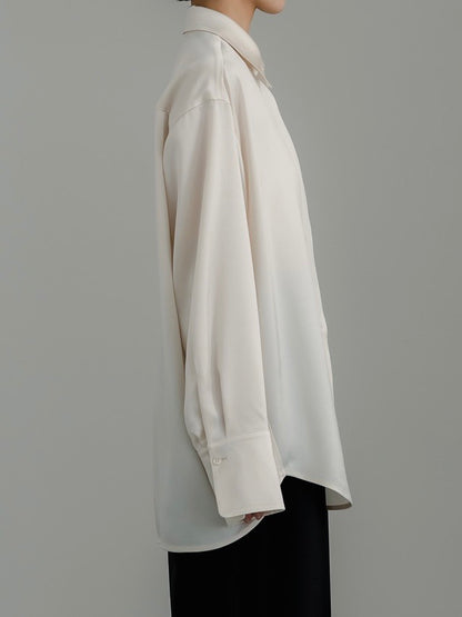 【PRE ORDER】Fluid Satin Shirt(Milk)