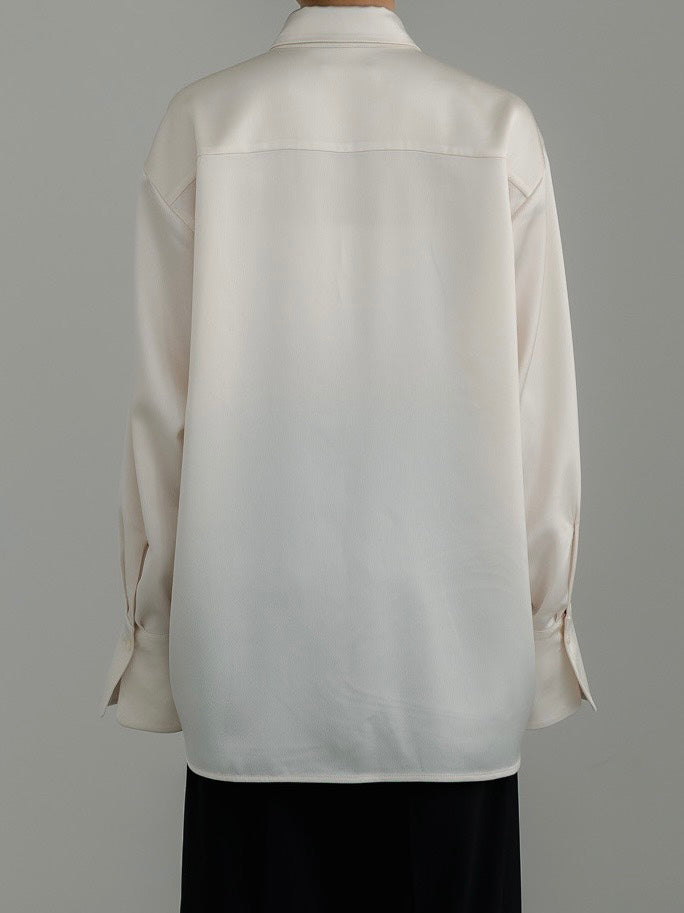 【PRE ORDER】Fluid Satin Shirt(Milk)