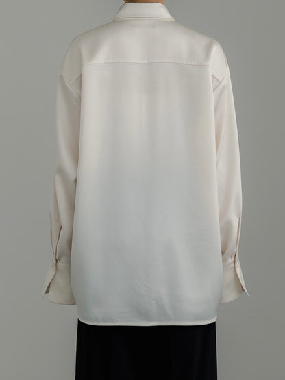 【PRE ORDER】Fluid Satin Shirt(Milk)