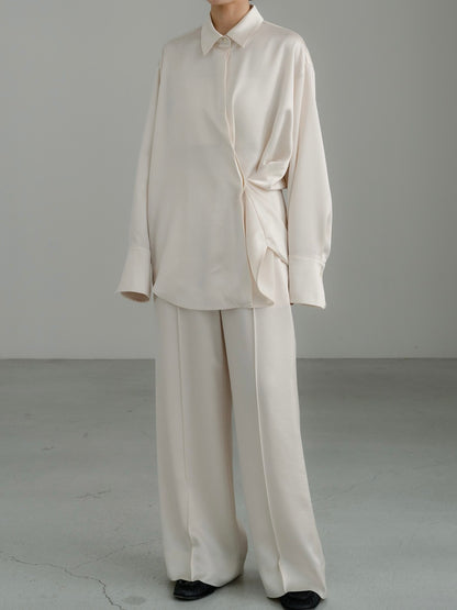 【PRE ORDER】Fluid Satin Shirt(Milk)