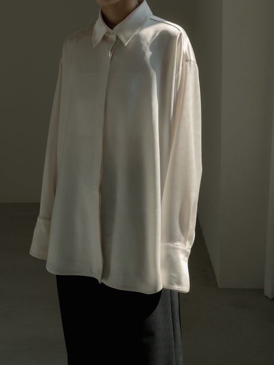 【PRE ORDER】Fluid Satin Shirt(Milk)