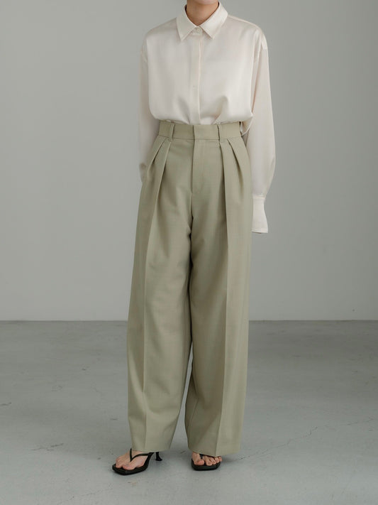 【PRE ORDER】Sirospun Wide Tuck Trousers(Sage Beige)