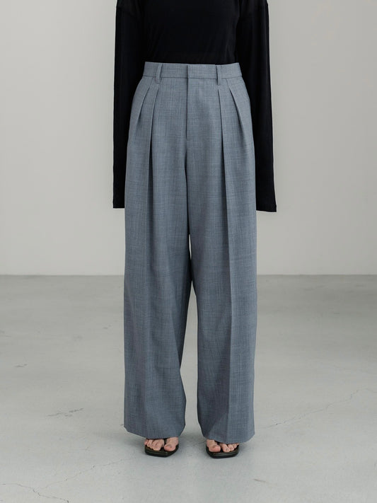 Sirospun Wide Tuck Trousers(Heather Gray)