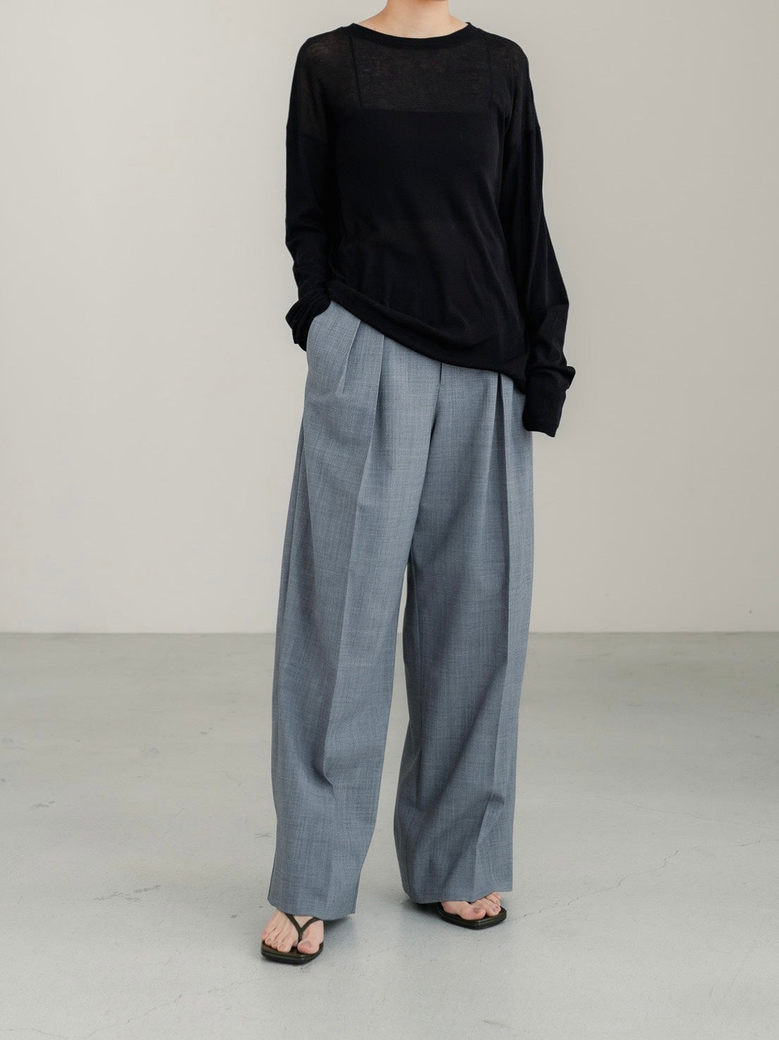 [PRE ORDER]Sirospun Wide Tuck Trousers(Heather Gray)