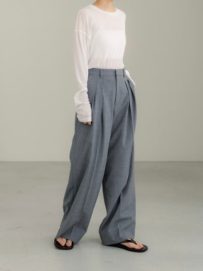 [PRE ORDER]Sirospun Wide Tuck Trousers(Heather Gray)