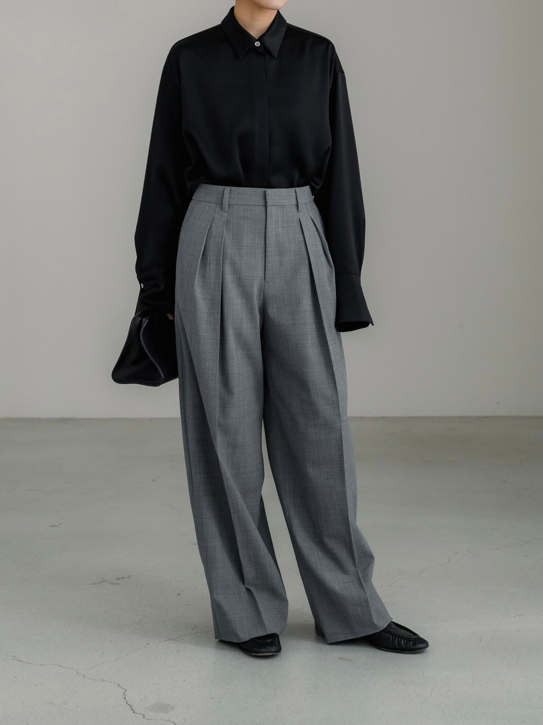 [PRE ORDER]Sirospun Wide Tuck Trousers(Heather Gray)