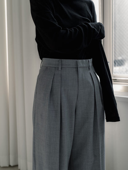 [PRE ORDER]Sirospun Wide Tuck Trousers(Heather Gray)
