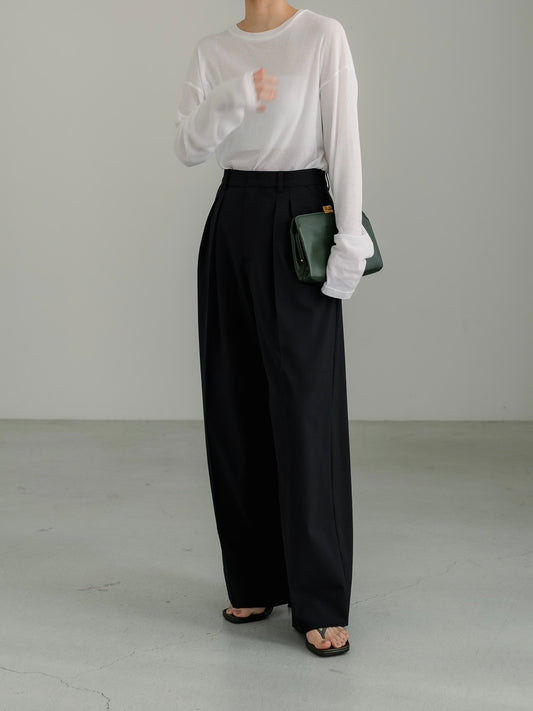 【PRE ORDER】Sirospun Wide Tuck Trousers(Black)