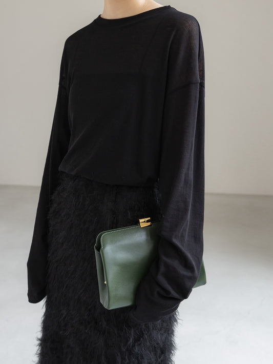 【PRE ORDER】Sheer Cotton Long Sleeve Tee(Black)