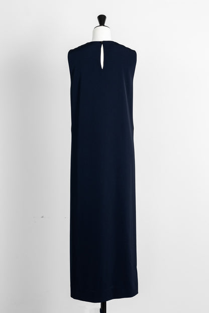 Long slit dress -dark navy-